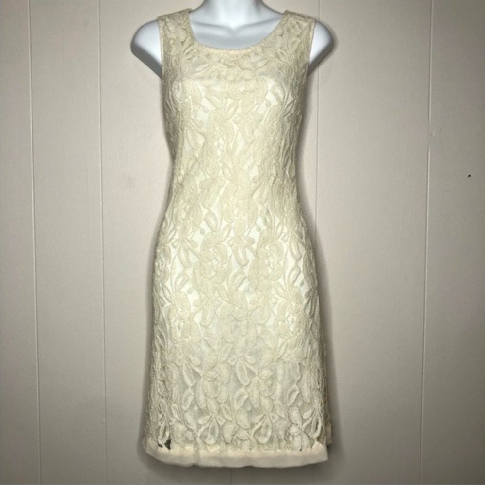 VASNA Sleeveless Ivory Cream Lace Dress